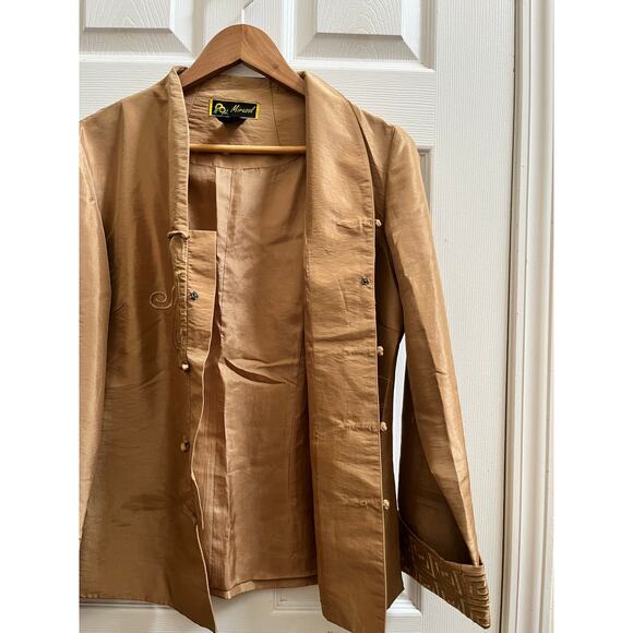 Mirasol Flaw Gold Lightweight Tang Jacket Silk Lined Size Small Asian Style - Picture 10 of 14
